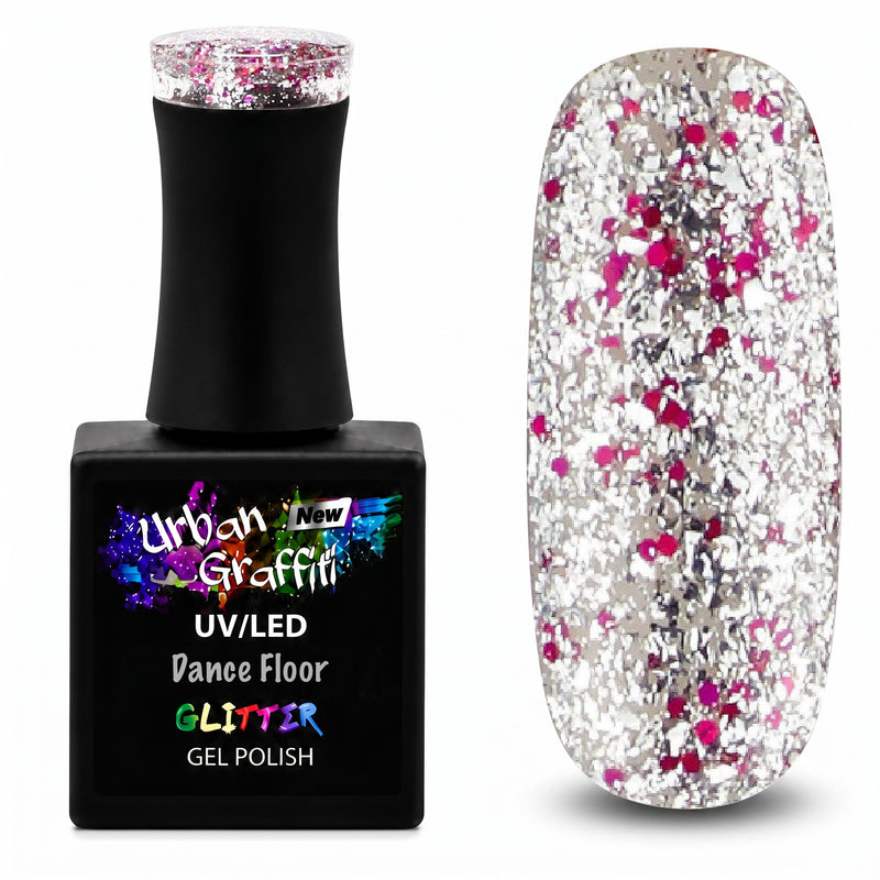 Piste de danse - vernis gel pailleté rose et argent UGGP-A0909 Urban Graffiti 15ml