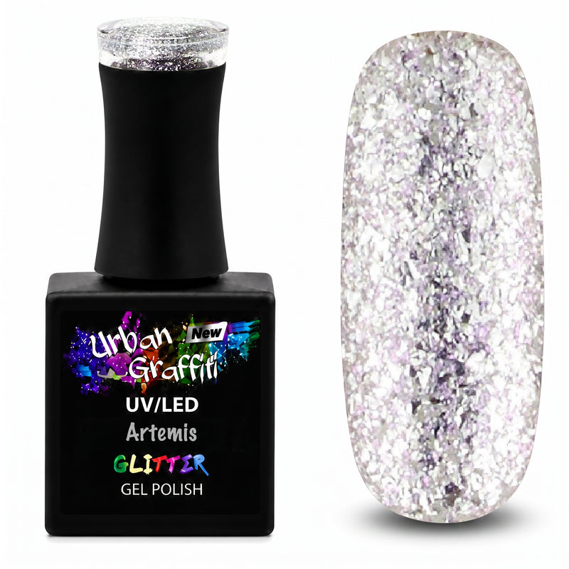 Artemis - UGGP-A0910 Vernis Gel Pailleté Argent Graffiti Urbain 15ml