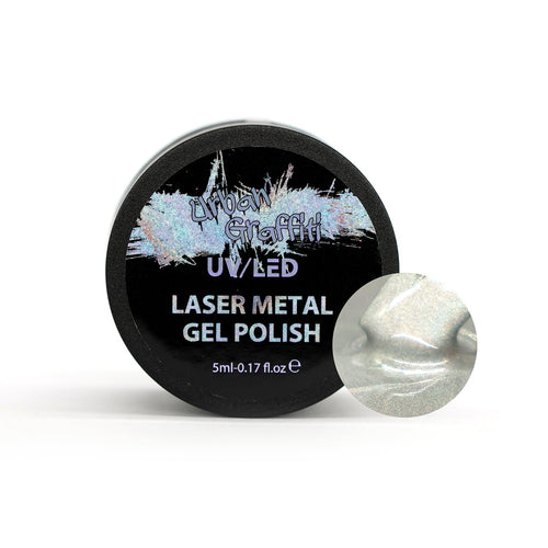 Notre tout nouveau vernis gel métallique Laser apporte un magnifique accent holographique à n’importe quel set de faux ongles lorsqu’il est appliqué.