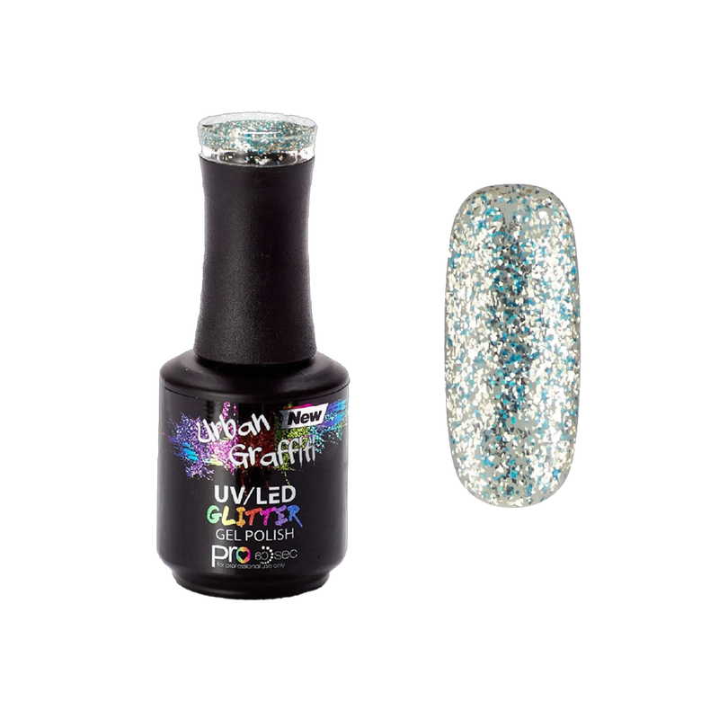 Winter Waterfall - UGGP-A0912 Urban Graffiti Blauwe en Zilveren Glitter Gel Nagellak 15ml